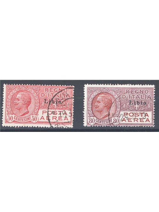 Libia 1928/29 P.A. soprast. serie n° 1/2 Cat. € 175 (U)