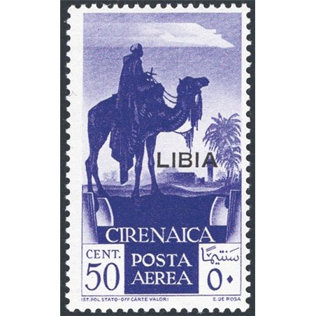 Libia 1936 P.A. francobollo di Cirenaica 50 c. violetto soprast. n° 27 Cat. € 200 (**)