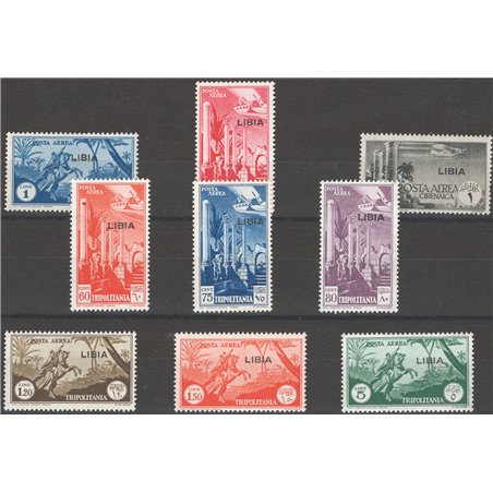 Libia 1937/41 P.A. Soggetti africani le tre emissioni di posta aerea n° 28/29 + 46/51 + 52 Cat. € 110 (**)