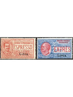Libya 1915 Express overprint 1st type series no. 1/2 Biondi certificate Cat. €500 (**)