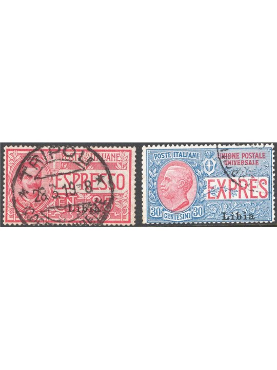 Libia 1915 Espressi soprast. 1° tipo serie n° 1/2 Cat. € 100 (U)
