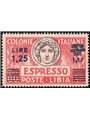 Libia 1936 Espressi Turrita 1,25 £ su 60 c. carminio e bruno dent. 14 n° 17 con ottima centratura Cat. € 170 (**)