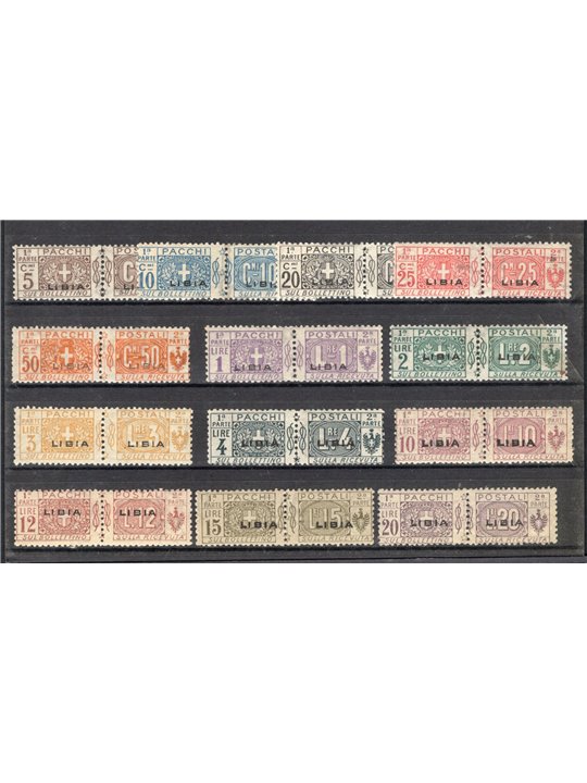 Libya 1915/24 Postal Parcels Savoy knot overprint series no. 1/13. Certified. CiBaFil Cat. €2,300 (**)