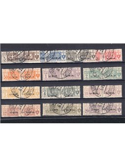 Libia 1915/24 Pacchi postali nodo di Savoia soprast. serie n° 1/13 con annulli originali filatelici di Tripoli Cert. CiBaFil Cat