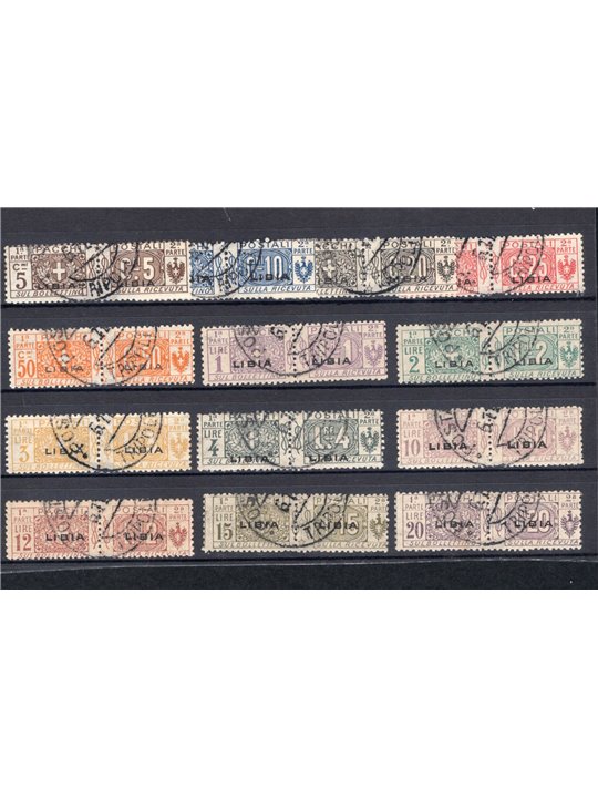 Libya 1915/24 Postal parcels Savoy knot overprint series no. 1/13 with original philatelic cancellations from Tripoli. Certified