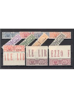 Libia 1927/37 Pacchi postali con fascio al centro serie n° 14/24. Firm. AD Cert. Biondi Cat. € 2.800 (**)