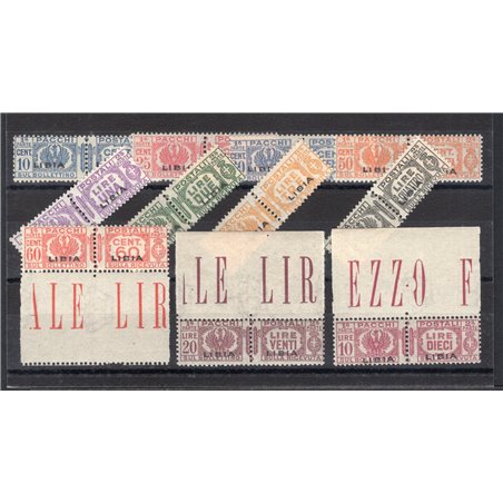 Libya 1927/37 Postal parcels with bundle in centre series no. 14/24. Signed ‘AD’. Certified by Biondi Cat. €2,800 (**)