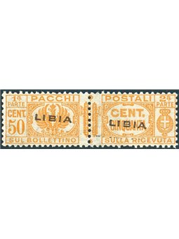 Libya 1936 Postal parcels with bundle in centre 50 c. orange with oblique overprint no. 17c. Signed AD ED. Certified by Biondi. 
