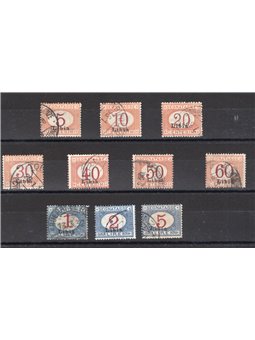 Libia 1915 Segnatasse soprast. serie n° 1/10 Cert. Biondi Cat. € 700 (U)