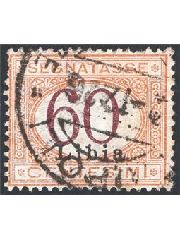 Libia 1915 Segnatasse 60 c. con cifra bruna e soprast. n° 11 Cert. CiBaFil Cat. € 650 (U)