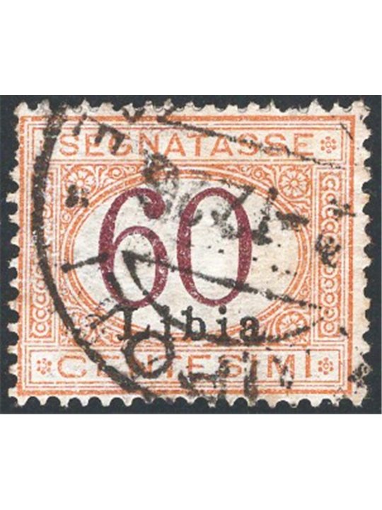 Libia 1915 Segnatasse 60 c. con cifra bruna e soprast. n° 11 Cert. CiBaFil Cat. € 650 (U)