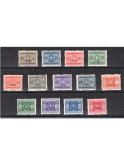Libia 1934 Segnatasse soprast. serie n° 12/24 Cert. CiBaFil Cat. € 900 (**)
