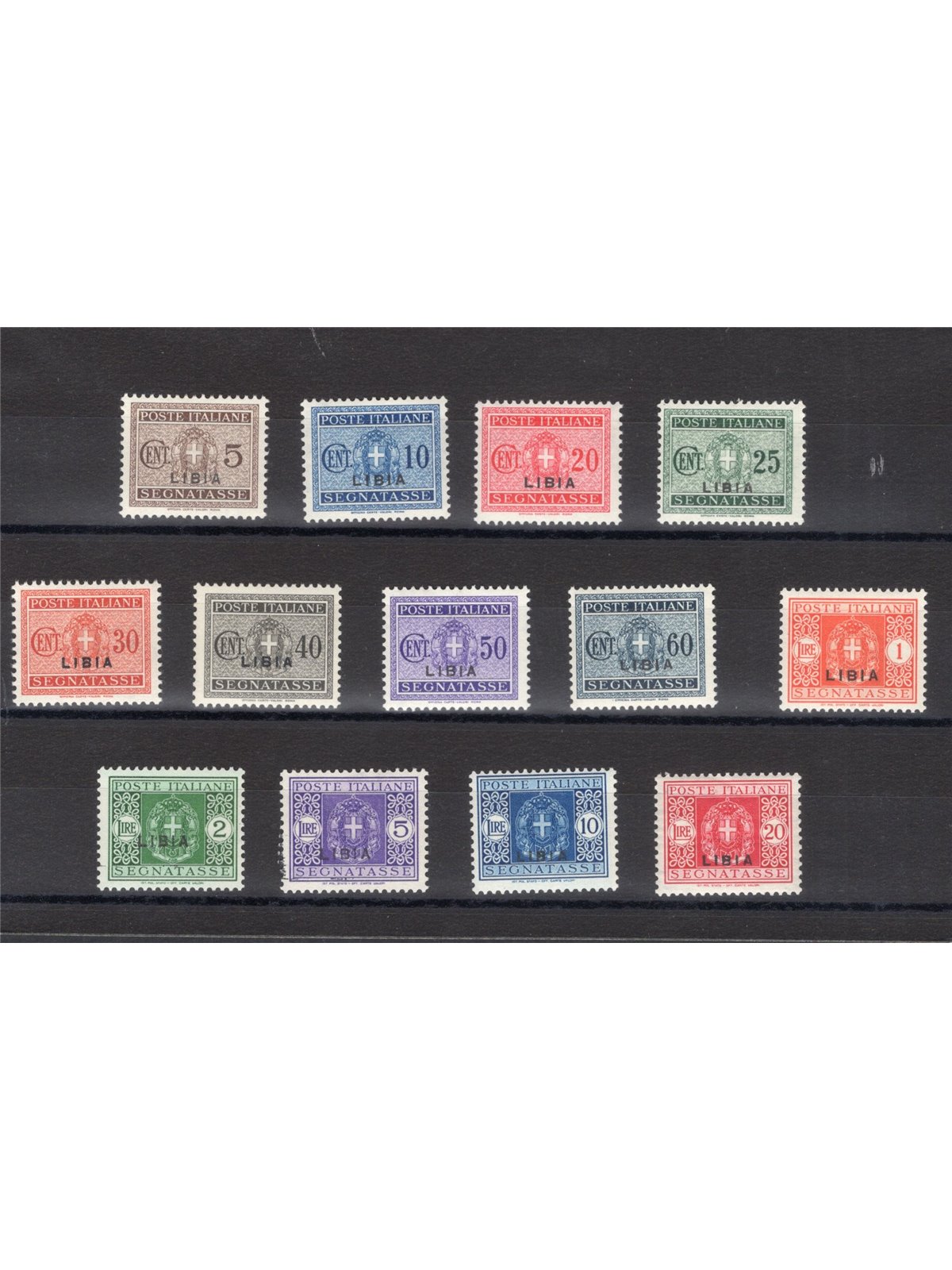 Libia 1934 Segnatasse soprast. serie n° 12/24 Cat. € 360 (*)