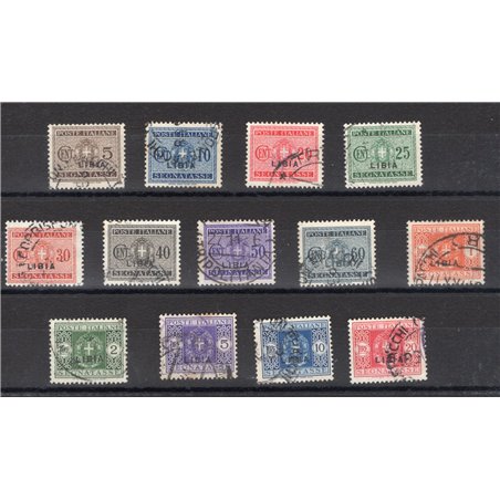 Libia 1915 Segnatasse soprast. serie n° 12/24 Cert. Biondi Cat. € 375 (U)