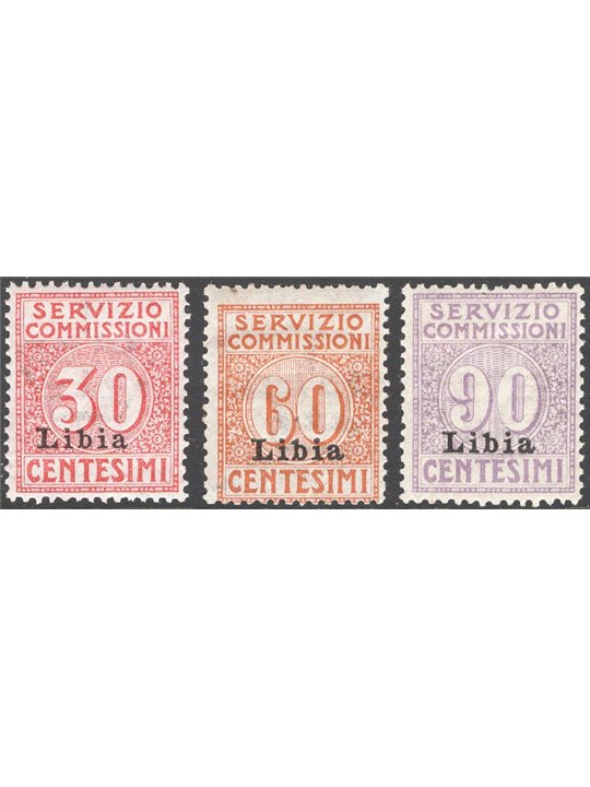 Libia 1915 Servizio commissioni soprast. n° 1/3 Cat. € 200 (*)