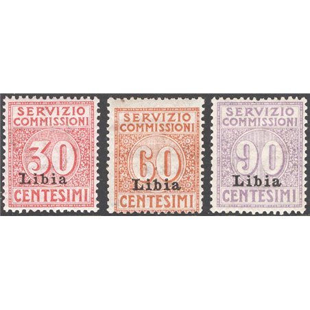 Libia 1915 Servizio commissioni soprast. n° 1/3 Cat. € 200 (*)
