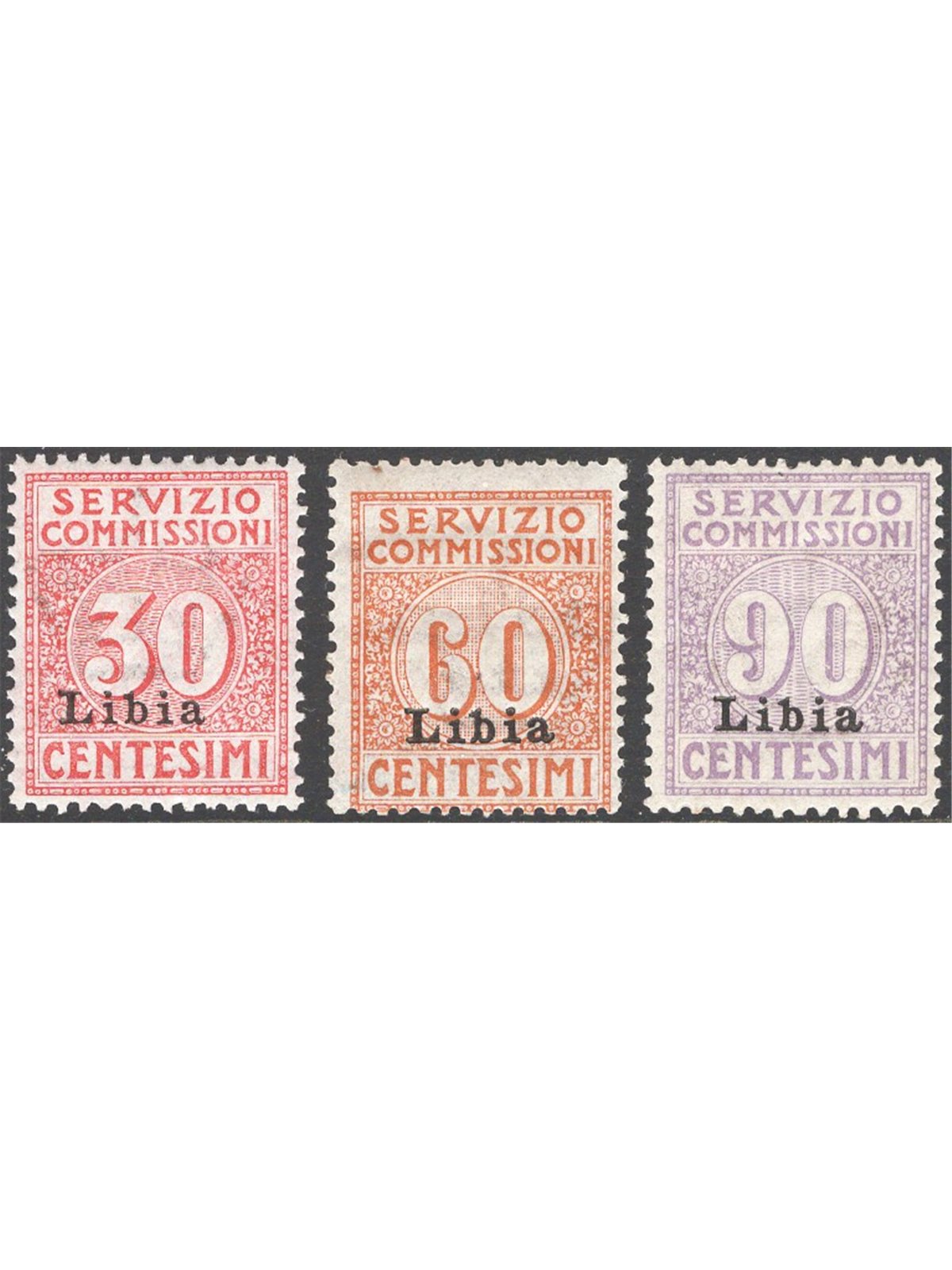 Libia 1915 Servizio commissioni soprast. n° 1/3 Cat. € 200 (*)
