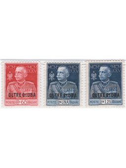 Oltre Giuba 1925/26 Giubileo perforation 11 overprint series no. 18/20 with excellent centring Cat. €140 (**)