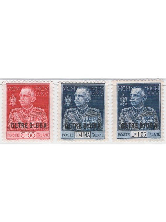 Oltre Giuba 1925/26 Giubileo perforation 11 overprint series no. 18/20 with excellent centring Cat. €140 (**)