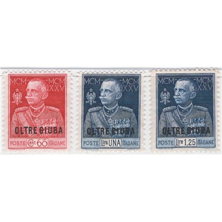 Oltre Giuba 1925/26 Giubileo perforation 11 overprint series no. 18/20 with excellent centring Cat. €140 (**)