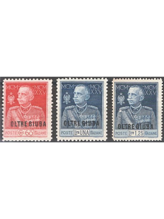 Oltre Giuba 1925/26 Giubileo la serie nelle dent. più comuni n° 18/19 + 23 Cat. € 65 (**)