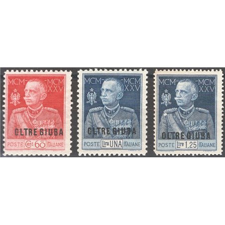 Oltre Giuba 1925/26 Giubileo series in the most common perforations nos. 18/19 + 23 Cat. €65 (**)