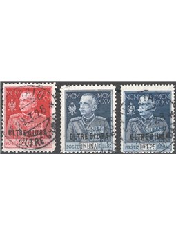 Oltre Giuba 1925/26 Jubilee series in the most common perforations nos. 18/19 + 23 Cat. € 150 (U)