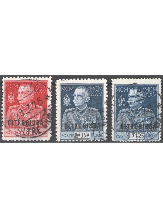 Oltre Giuba 1925/26 Giubileo la serie nelle dent. più comuni n° 18/19 + 23 Cat. € 150 (U)