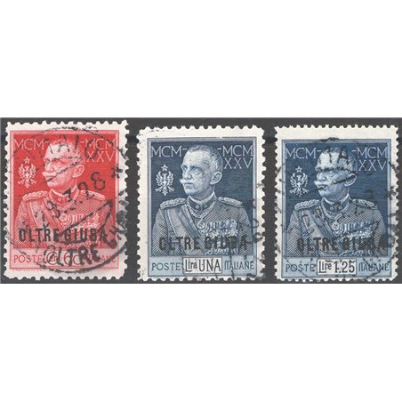 Oltre Giuba 1925/26 Jubilee series in the most common perforations nos. 18/19 + 23 Cat. € 150 (U)