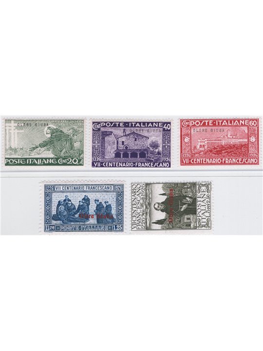 Oltre Giuba 1926 San Francesco serie n° 24/28 Cat. € 75 (**)