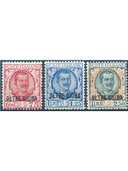 Oltre Giuba 1926 Floreale soprast. serie n° 42/44 con ottima centratura Cert. Biondi Cat. € 2.500 (**)