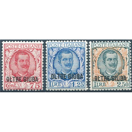 Oltre Giuba 1926 Floral overprint series no. 42/44 with excellent centring Cert. Biondi Cat. €2,500 (**)