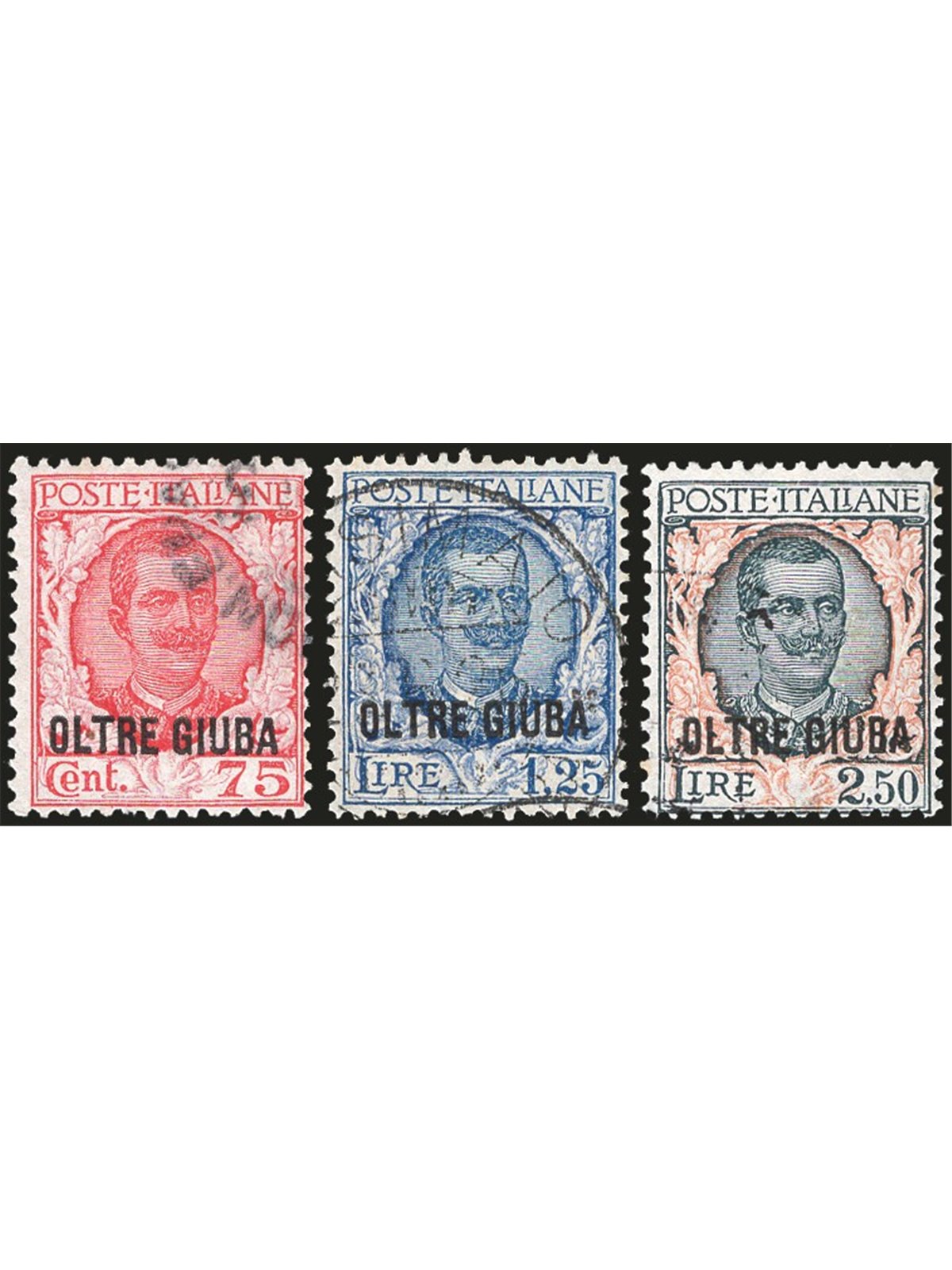 Oltre Giuba 1926 Floreale soprast. serie n° 42/44 Cert. CiBaFil Cat. € 800 (U)