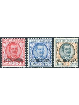 Oltre Giuba 1926 Floreale soprast. serie n° 42/44 Cert. Biondi Cat. € 1.250 (**)