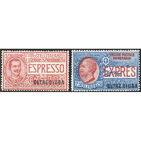 Oltre Giuba 1926 ‘Espressi’ overprint series no. 1/2 excellent centring Biondi certificate Cat. €900 (**)