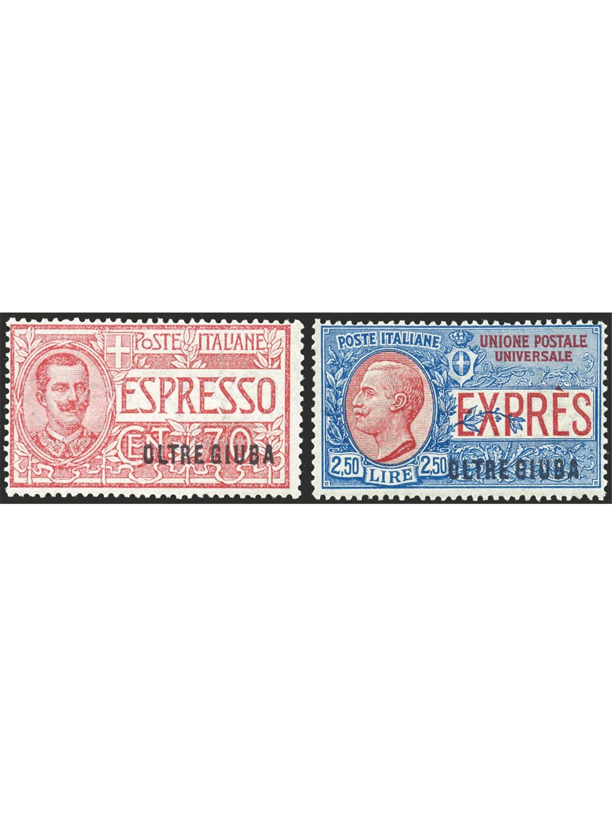Oltre Giuba 1926 Espressi soprast. serie n° 1/2 Cert. Biondi Cat. € 450 (**)