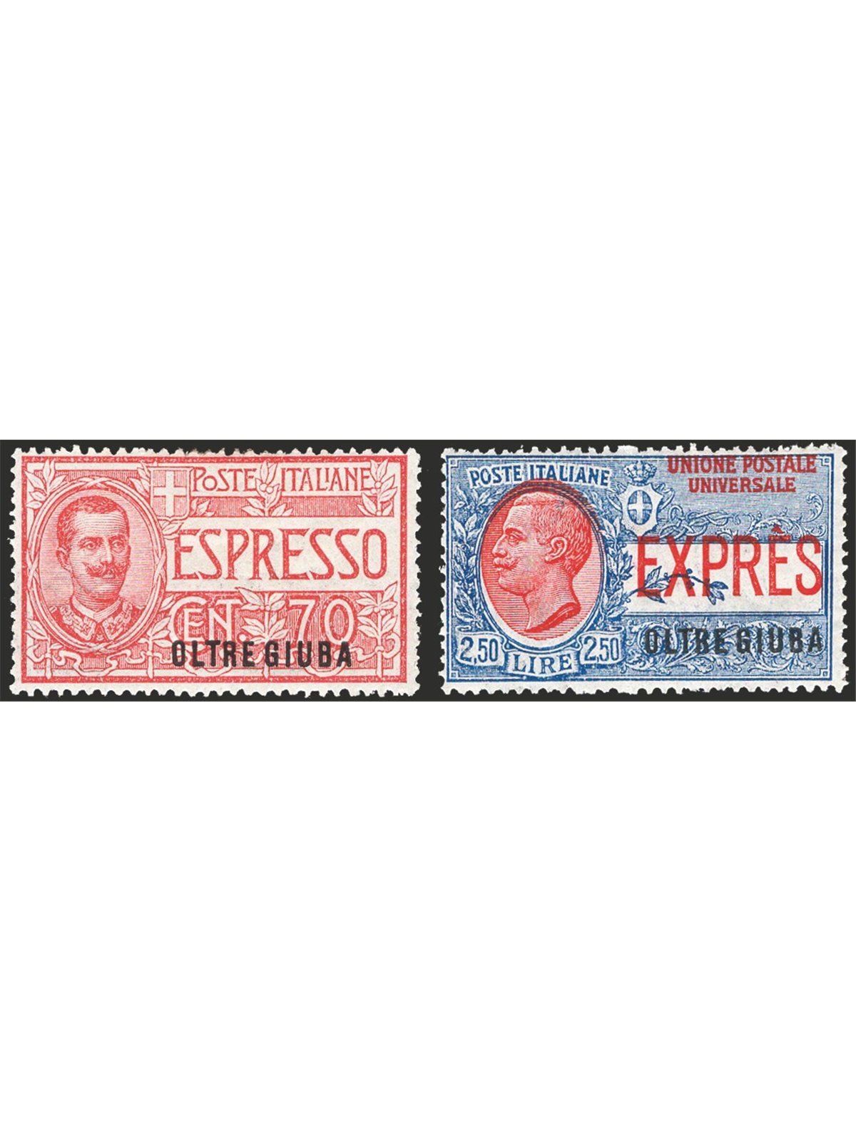 Oltre Giuba 1926 ‘Espressi’ overprint series no. 1/2 catalogue price €180 (*)
