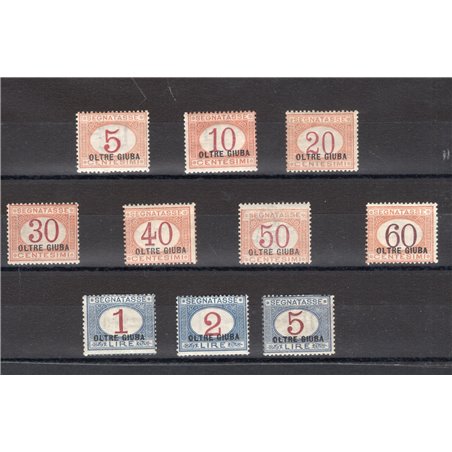 Oltre Giuba 1925 Segnatasse soprast. serie n° 1/10 Cert. CiBaFil Cat. € 1.300 (*)