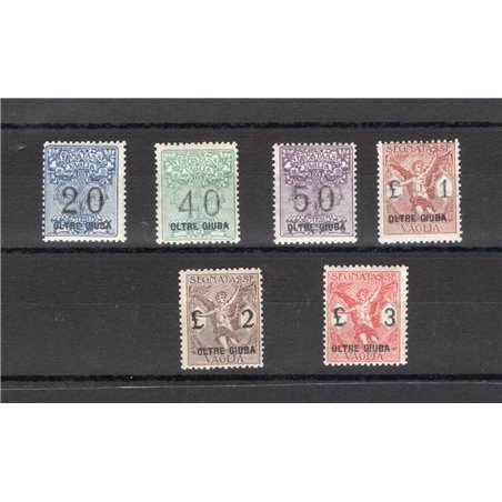 Oltre Giuba 1925 Segnatasse vaglia soprast. serie n° 1/6 Cert. CiBaFil Cat. € 1.800 (**)