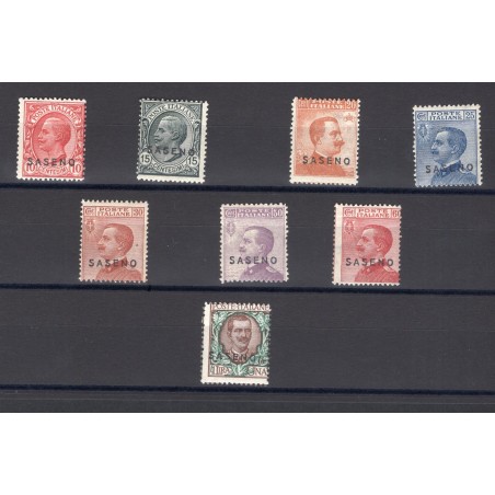 Saseno 1923 Soprast. serie n° 1/8 Cert. Biondi Cat. € 1.500 (**)