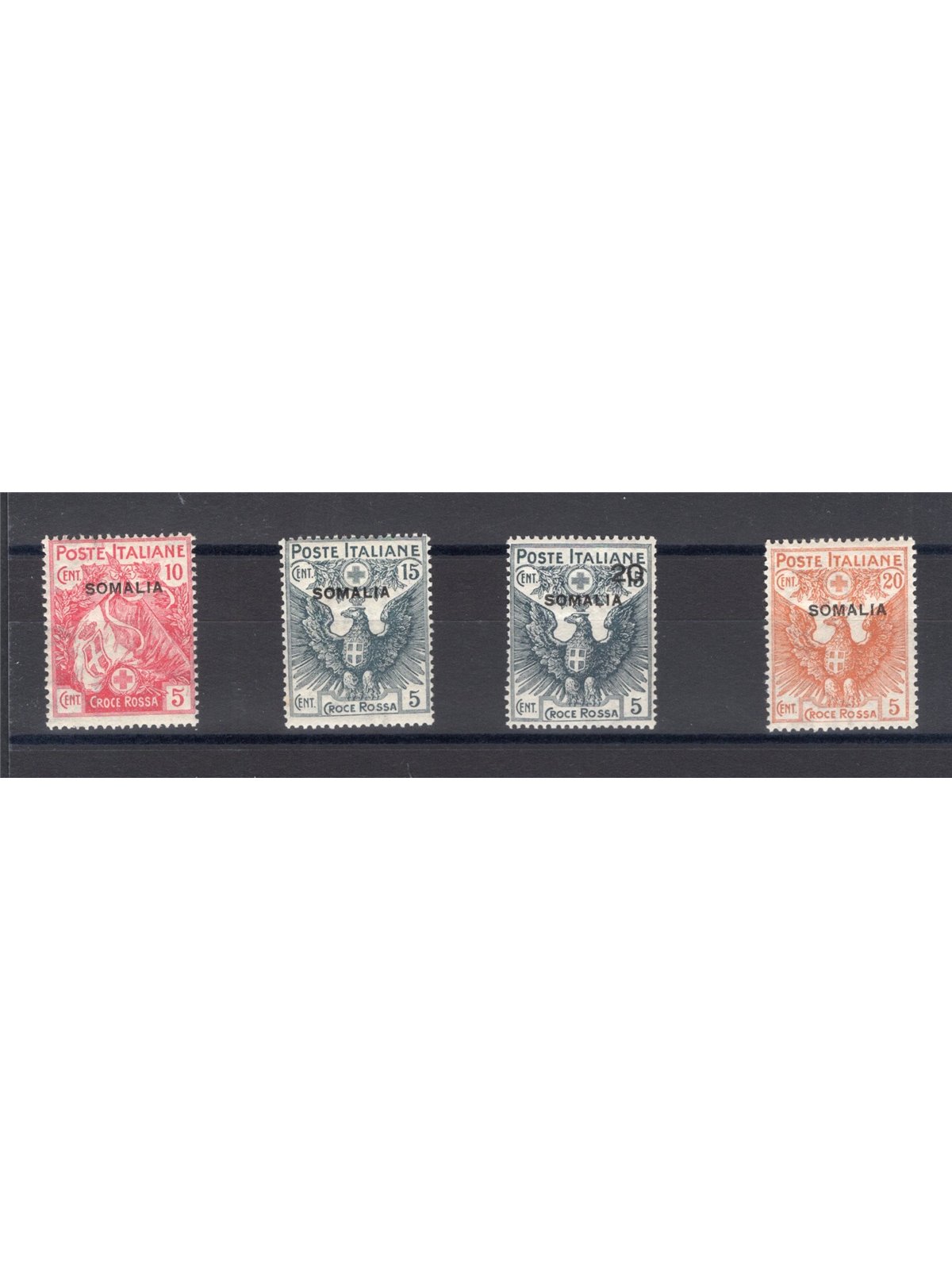 Somalia 1916 Red Cross series no. 19/22 Biondi certificate Cat. €1,250 (**)