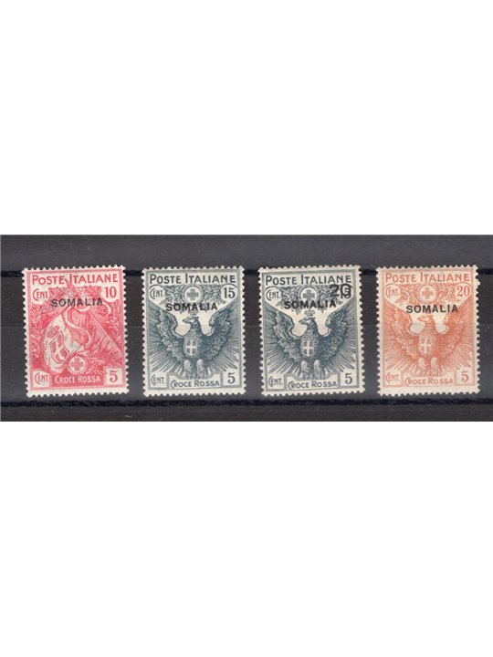 Somalia 1916 Red Cross series no. 19/22 CiBaFil certificate Cat. €500 (*)