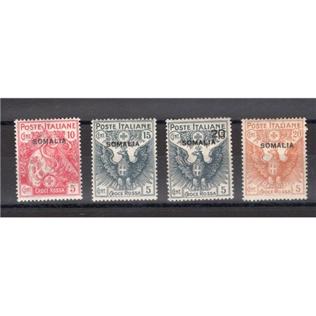 Somalia 1916 Red Cross series no. 19/22 CiBaFil certificate Cat. €500 (*)