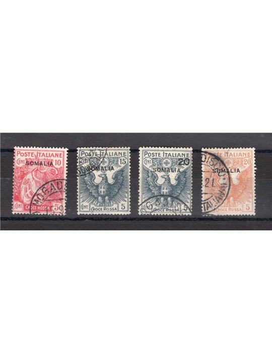 Somalia 1916 Red Cross series no. 19/22 CiBaFil certificate Cat. €320 (U)