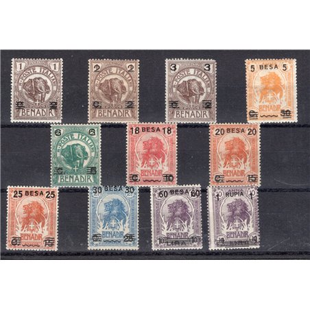 Somalia 1923 Elefanti e leoni soprast. serie n° 34/44 Cat. € 800 (**)
