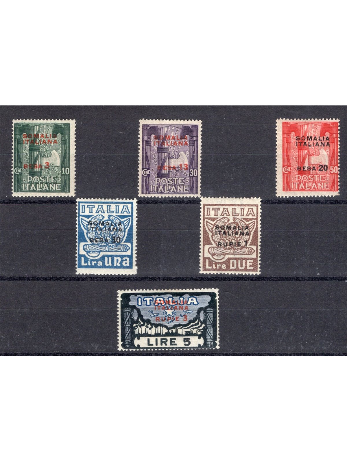 Somalia 1923 Marcia su Roma serie n° 49/54 Cert. CiBaFil Cat. € 400 (**)