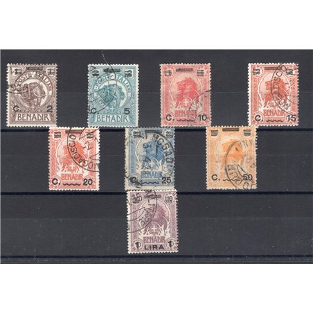 Somalia 1926 Elefanti e leoni soprast. serie n° 73/80 Cert. Biondi Cat. € 300 (U)