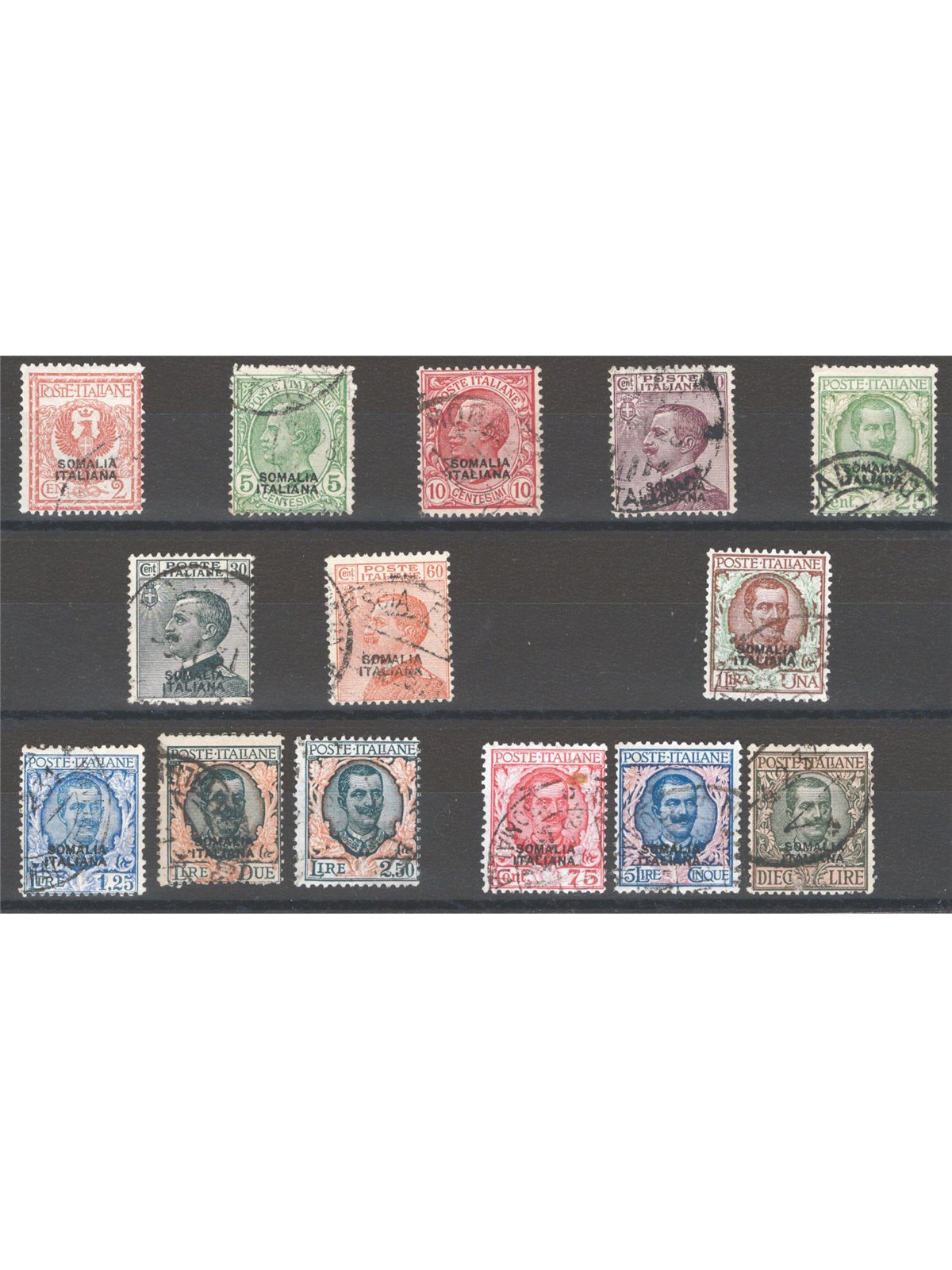 Somalia 1926/30 Vitt. Emanuele serie n° 92/104 Cert. CiBaFil Cat. € 500 (U)