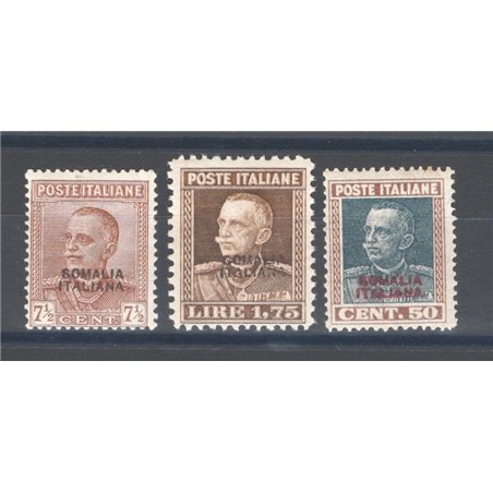 Somalia 1928 Victor Emmanuel with overprint of the 2nd type series no. 116/18 Biondi certificate Cat. €700 (** )