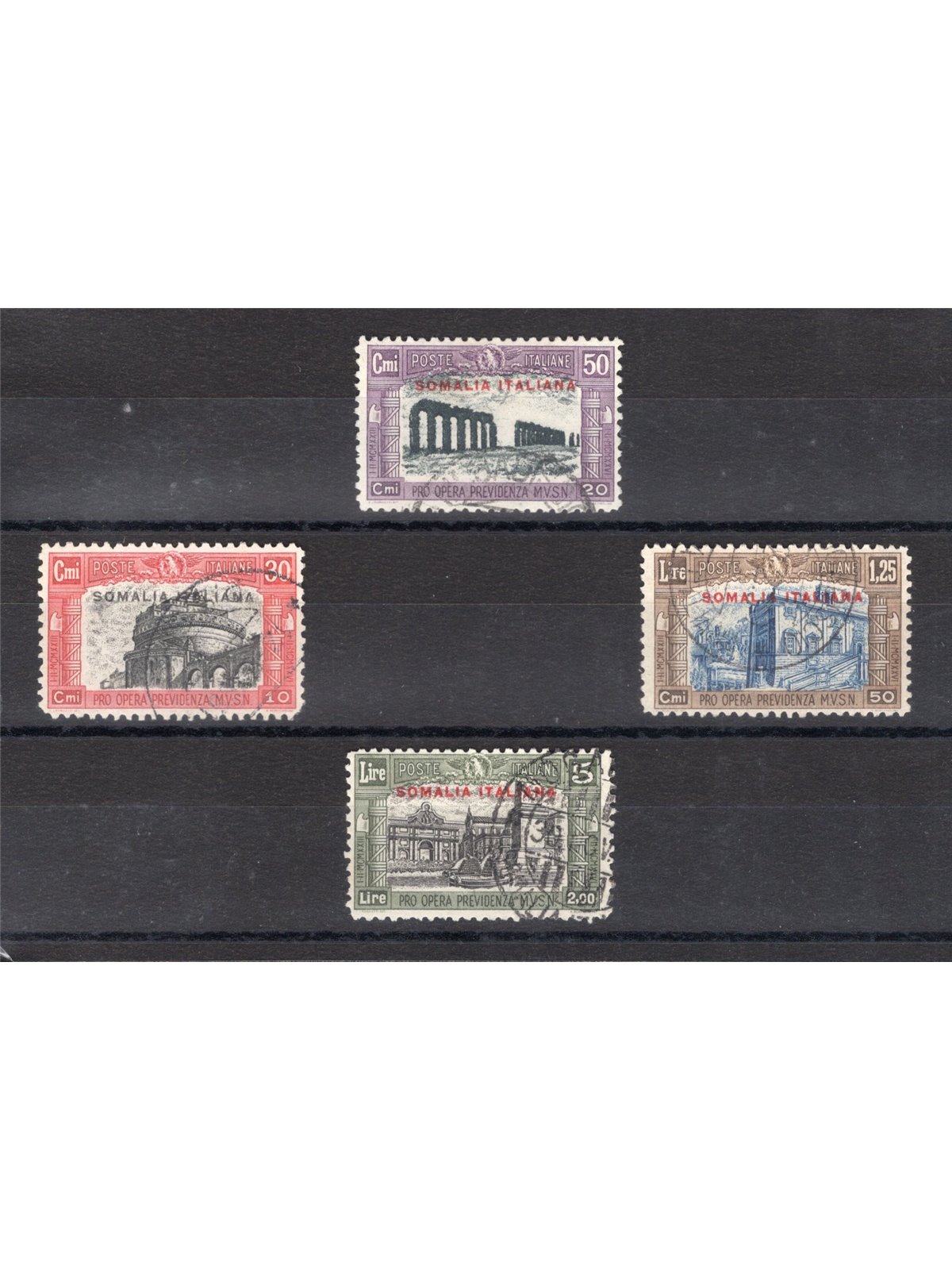 Somalia 1929 Militia II series no. 119/ 22 with cancellations not guaranteed as they are barely legible Cat. € 280 (U)